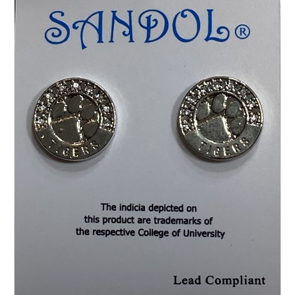 New Clemson Tigers Women's Silver Stud Circle Earrings, NCAA